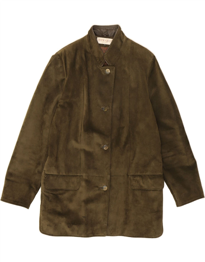 REWARD Womens Oversized Suede Overcoat UK 10 Small Green Leather Vintage Reward and Second-Hand Reward from Messina Hembry 