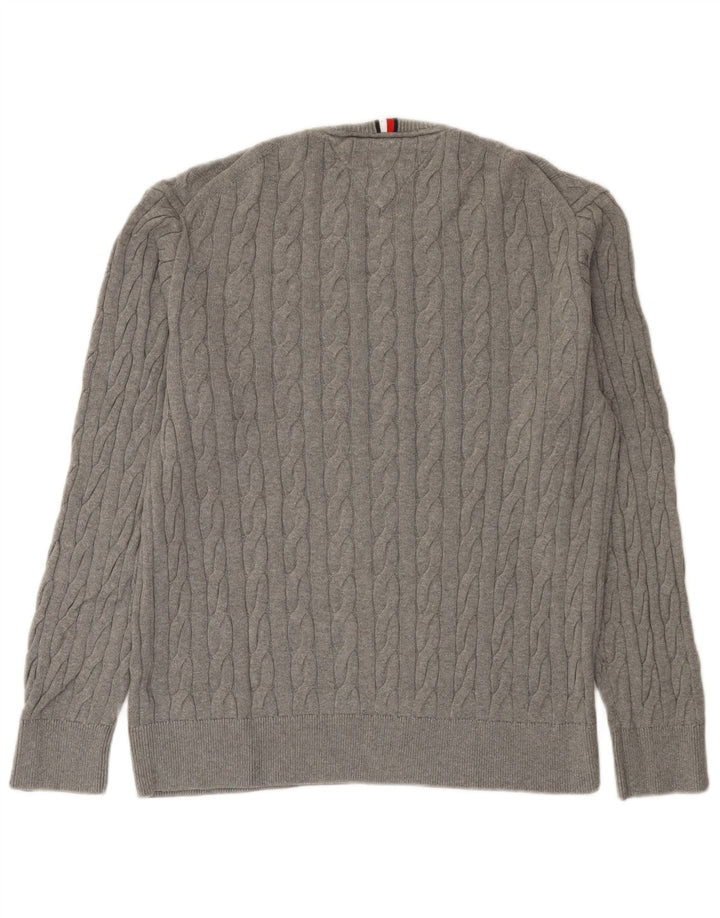 Pulover Tommy Hilfiger pentru bărbați, cu gât crew, bumbac, gri mediu
