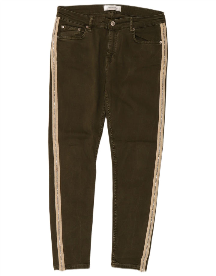 Blugi slim pentru femei Zara EU 40 Medium W30 L27 Kaki Colorblock
