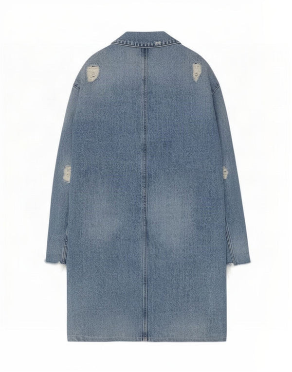 Palton din denim învechit Trafaluc pentru femei Zara UK 14 Medium Blue
