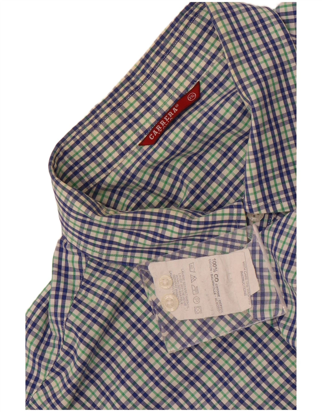 Cămașă pentru bărbați Carrera cu mânecă scurtă 2XL, bumbac cu carouri albastre