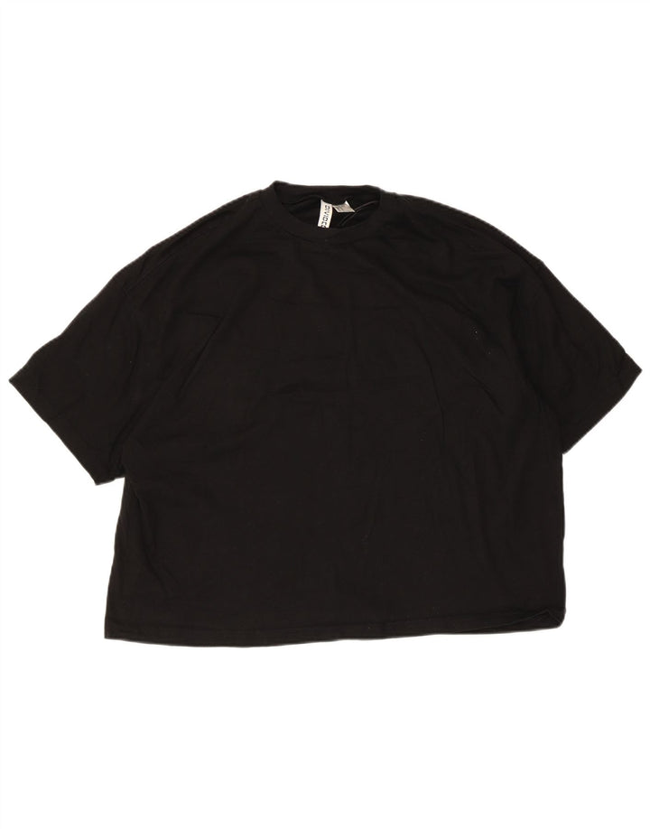 Tricou crop H&M pentru femei, UK 14, bumbac mediu negru
