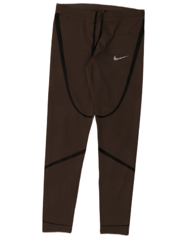 Leggings Nike Dri Fit pentru femei UK 12, maro mediu, poliester cu dungi