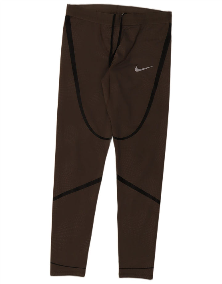 Leggings Nike Dri Fit pentru femei UK 12, maro mediu, poliester cu dungi