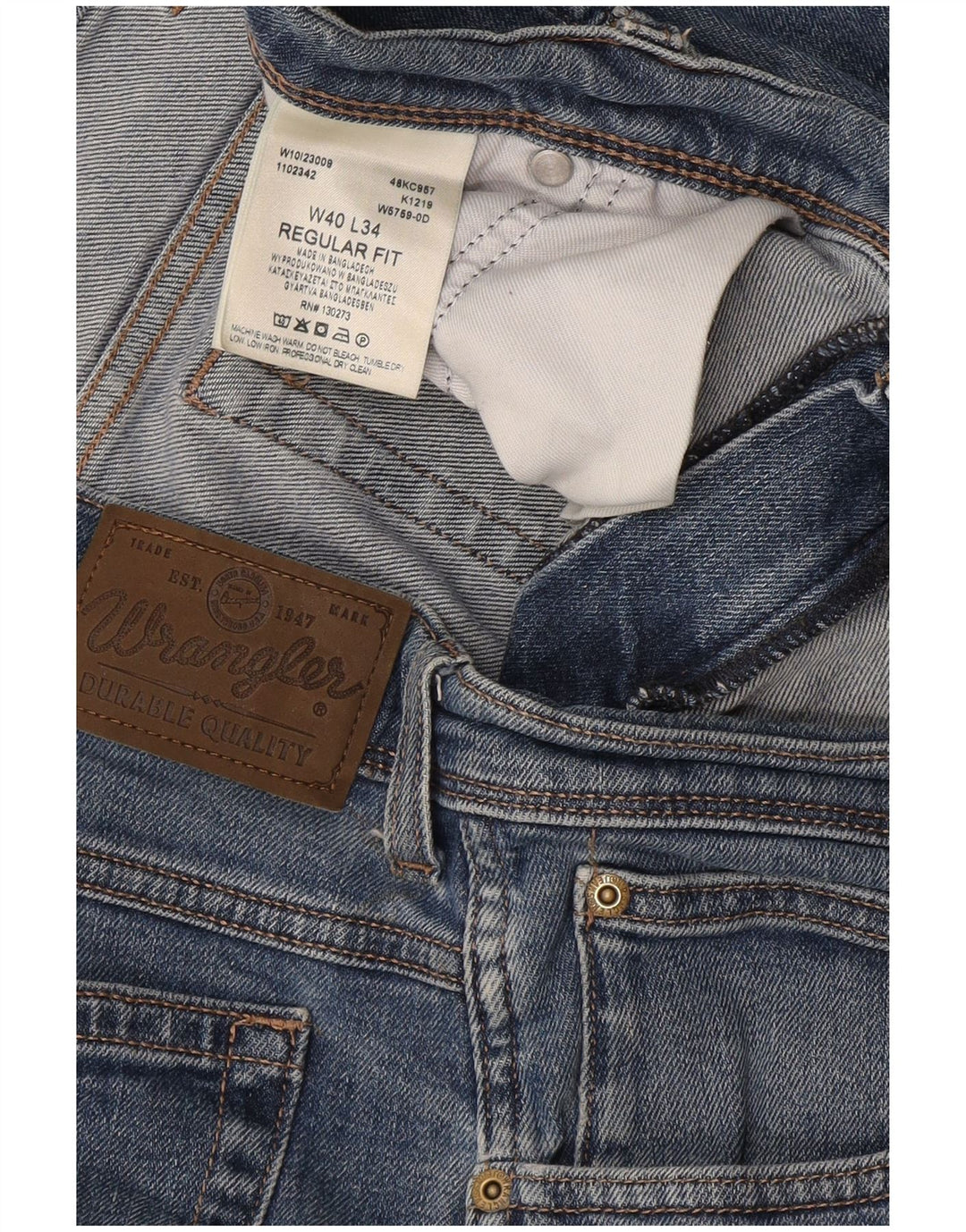 Blugi drepti Wrangler pentru bărbați, cu ajustare normală, W40 L34, bumbac albastru