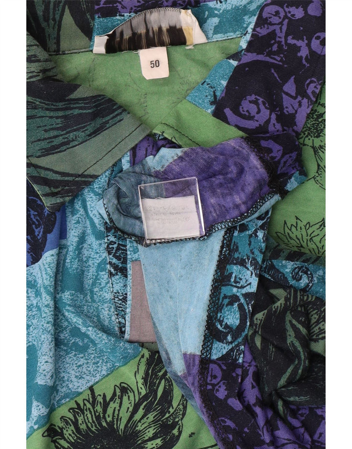 KAFKA Mens Polo Shirt IT 50 Medium Multicoloured Patchwork Cotton