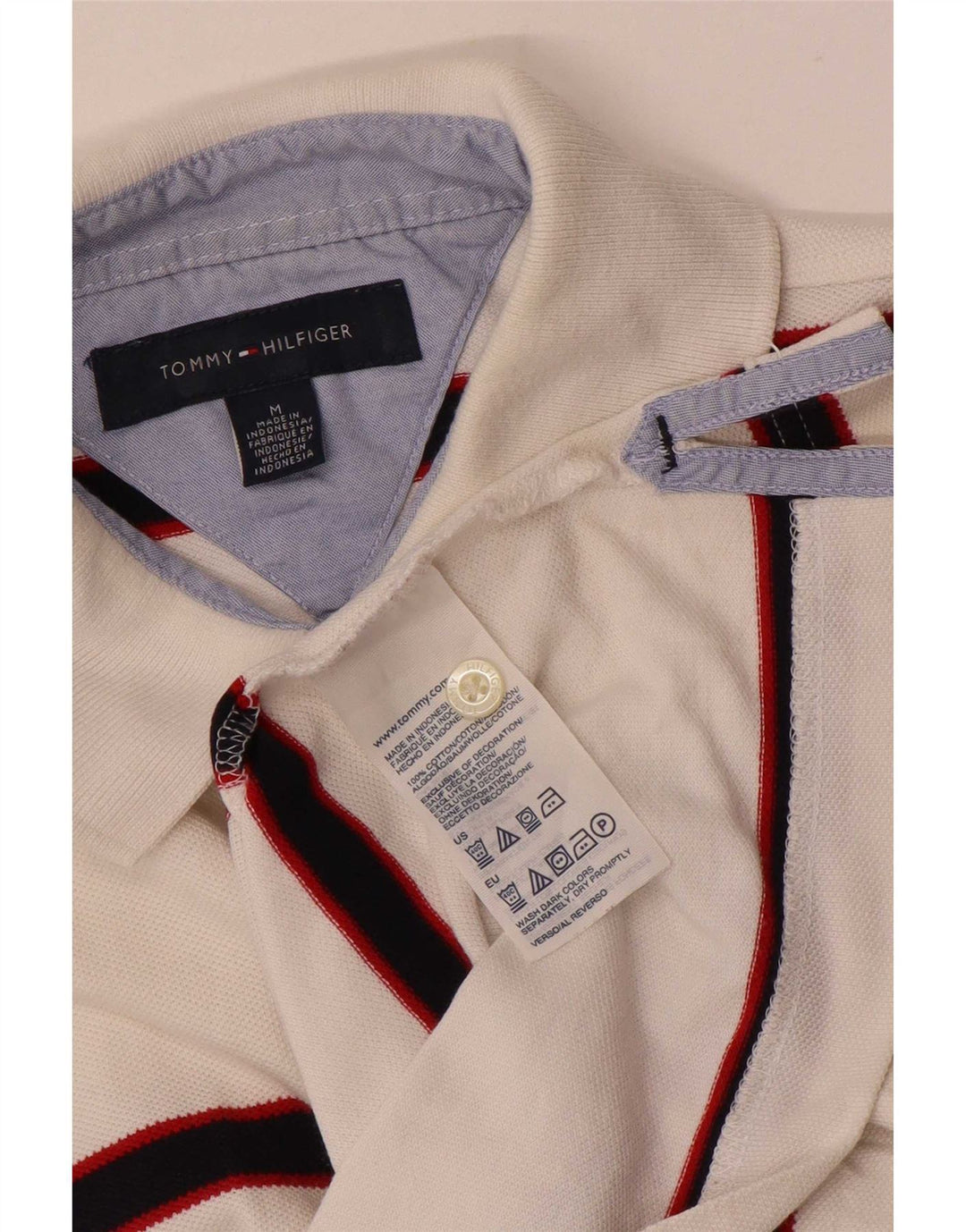 Tricou polo Tommy Hilfiger pentru bărbați, bumbac cu dungi albe medii