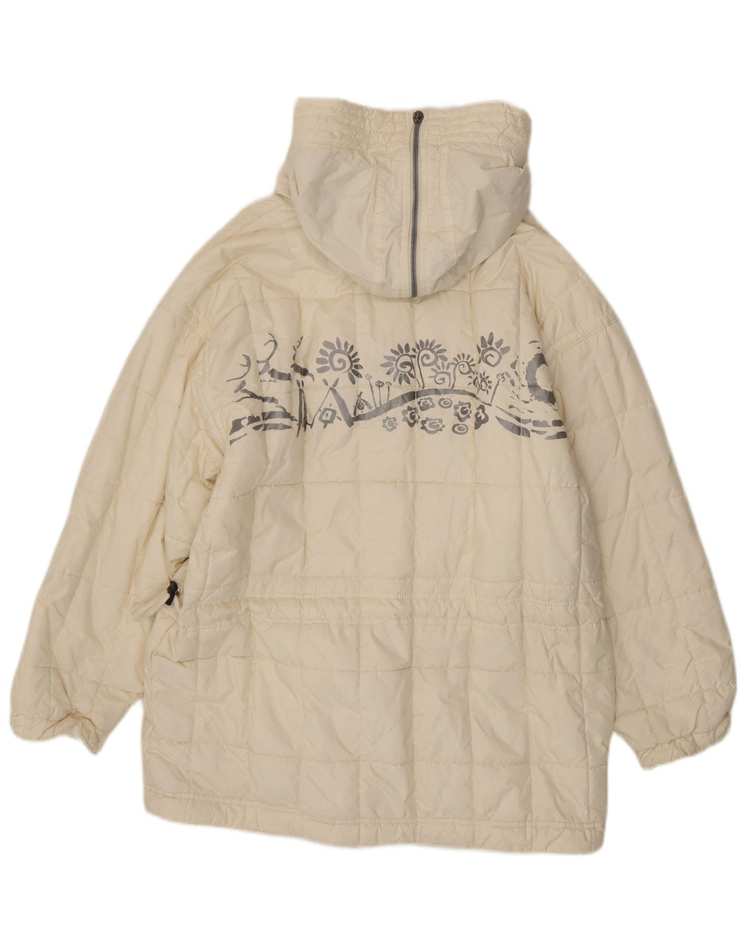 Palton căptușit supradimensionat pentru femei Vintage UK 10 Poliester Paisley alb mic