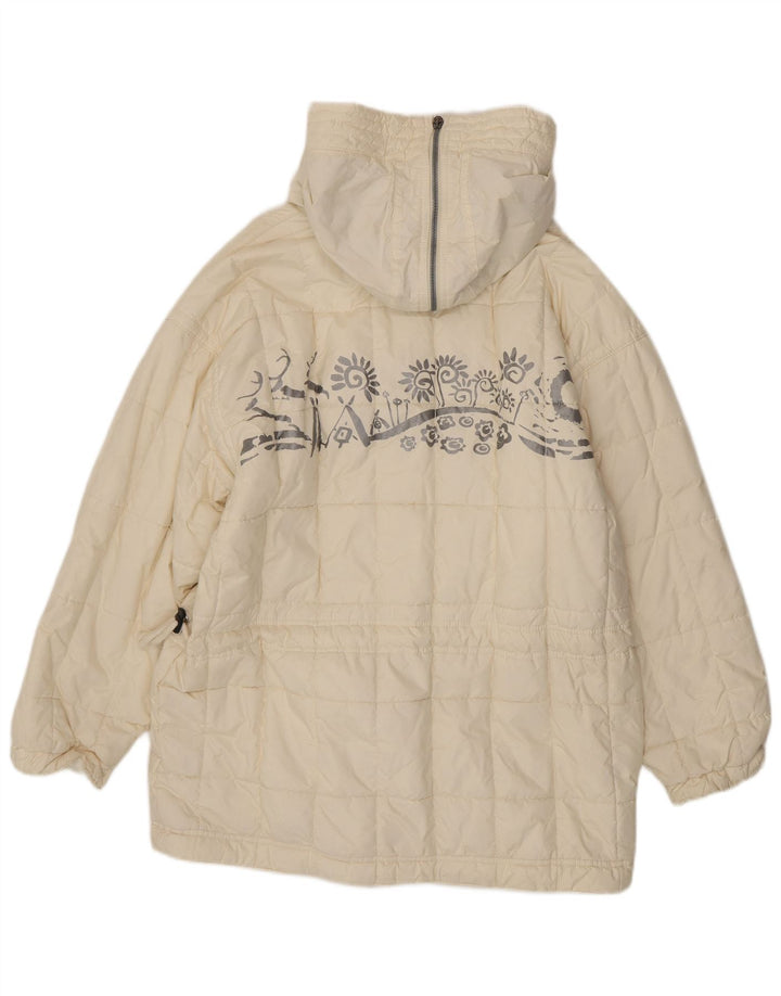 Palton căptușit supradimensionat pentru femei Vintage UK 10 Poliester Paisley alb mic