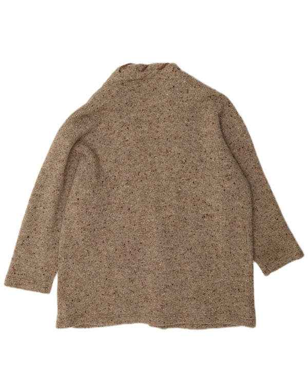 Pulover cardigan deschis pentru femei Bianco Blu UK 14 Lână maro medie pete