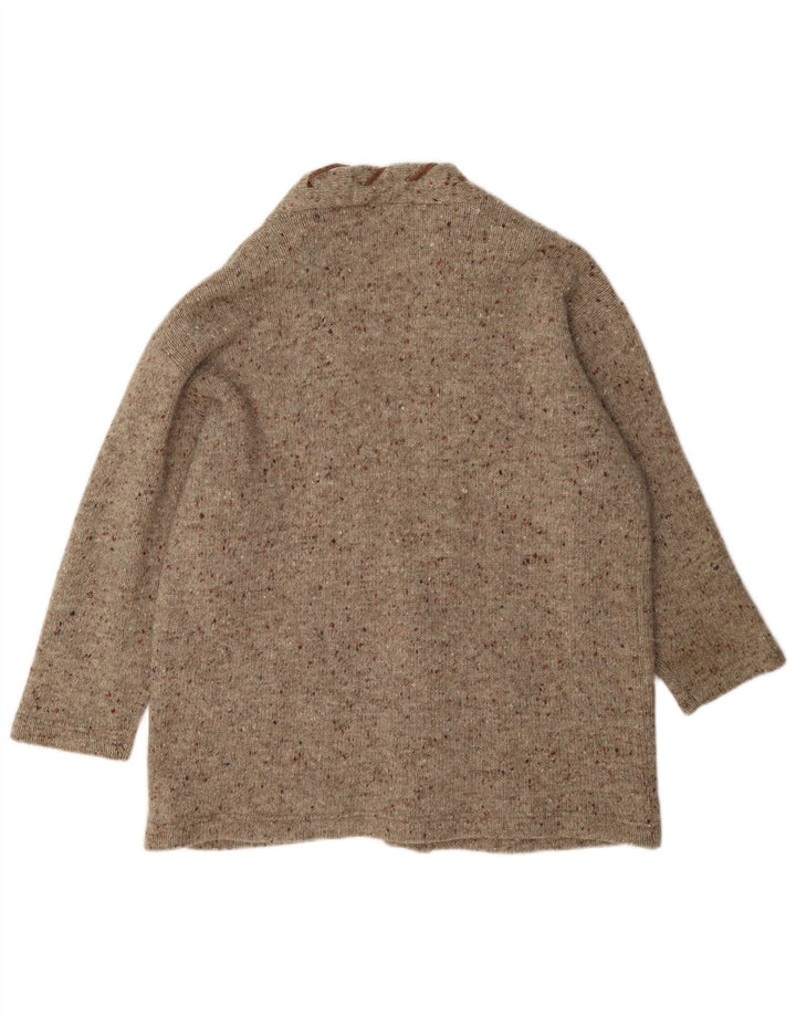 Pulover cardigan deschis pentru femei Bianco Blu UK 14 Lână maro medie pete