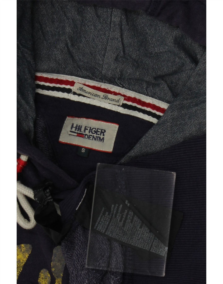 TOMMY HILFIGER Pulover cu glugă cu grafică pentru bărbați, bumbac, albastru bleumarin
