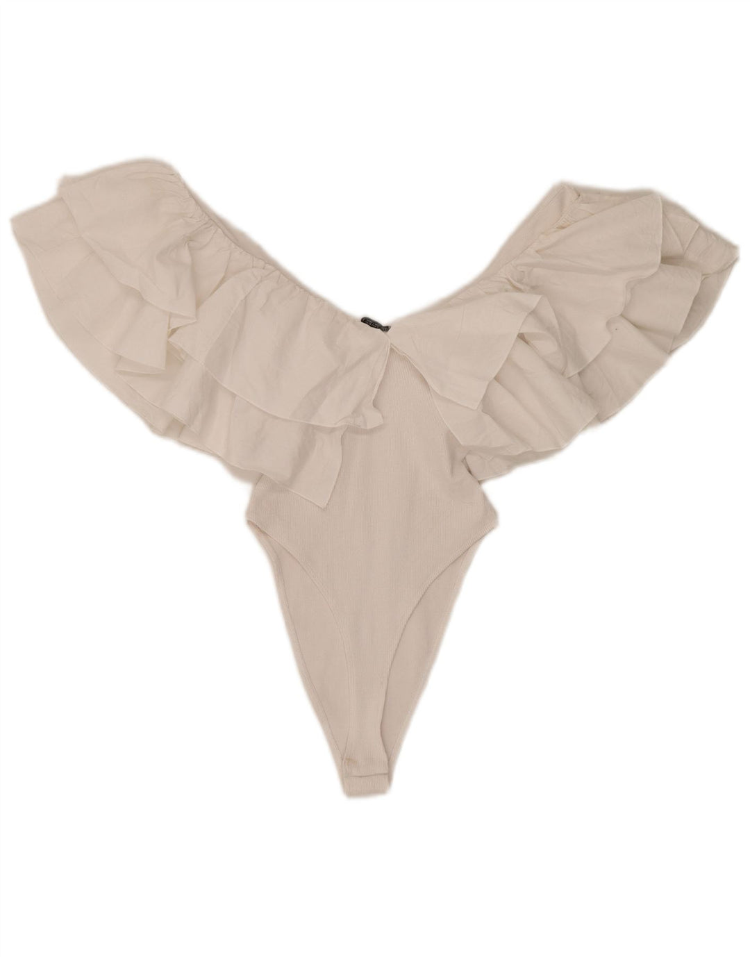 Body cu volane pentru femei Zara UK 8 Bumbac alb mic