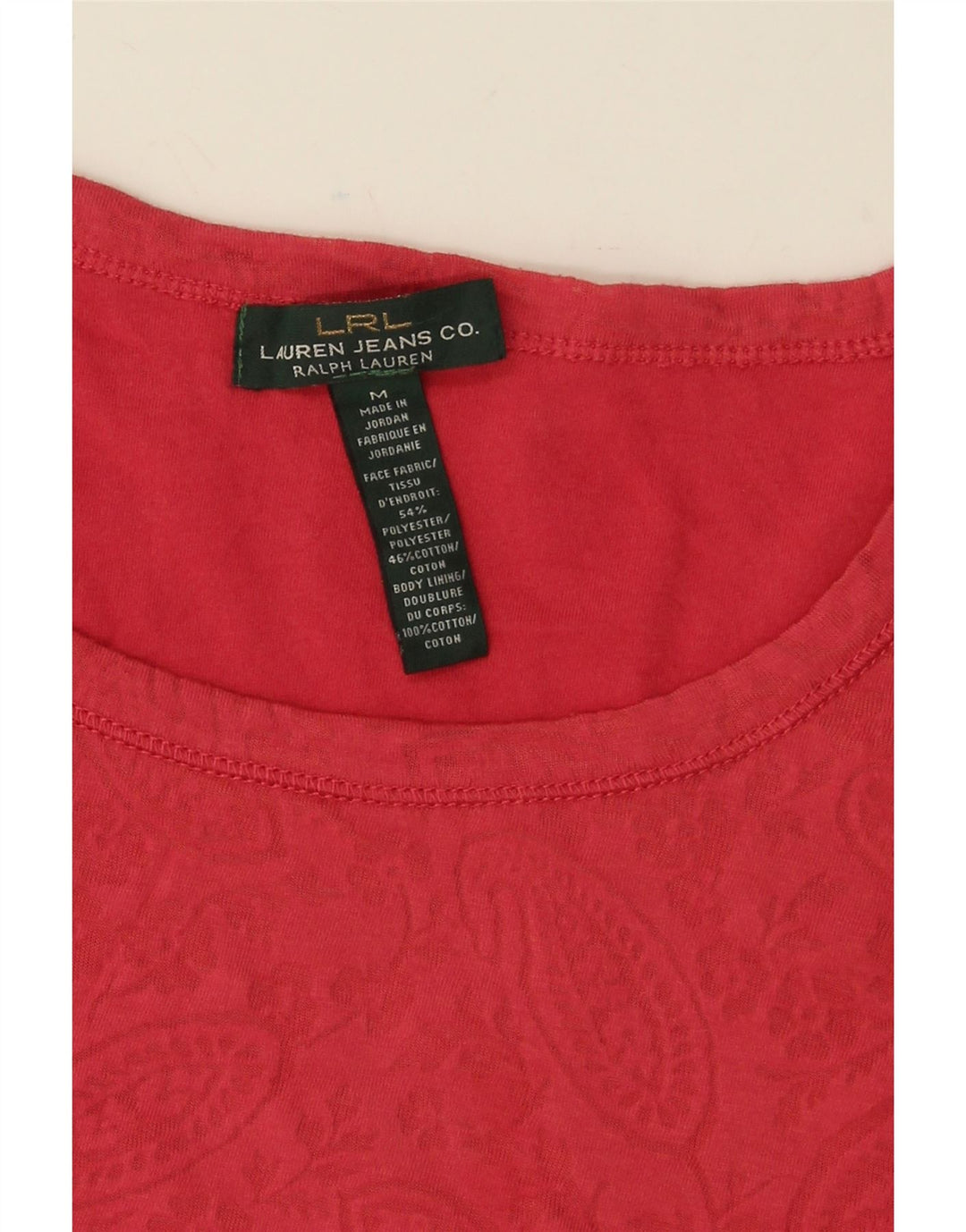 RALPH LAUREN Top pentru femei cu mâneci 3/4 UK 12 Medium Red Paisley Poliester