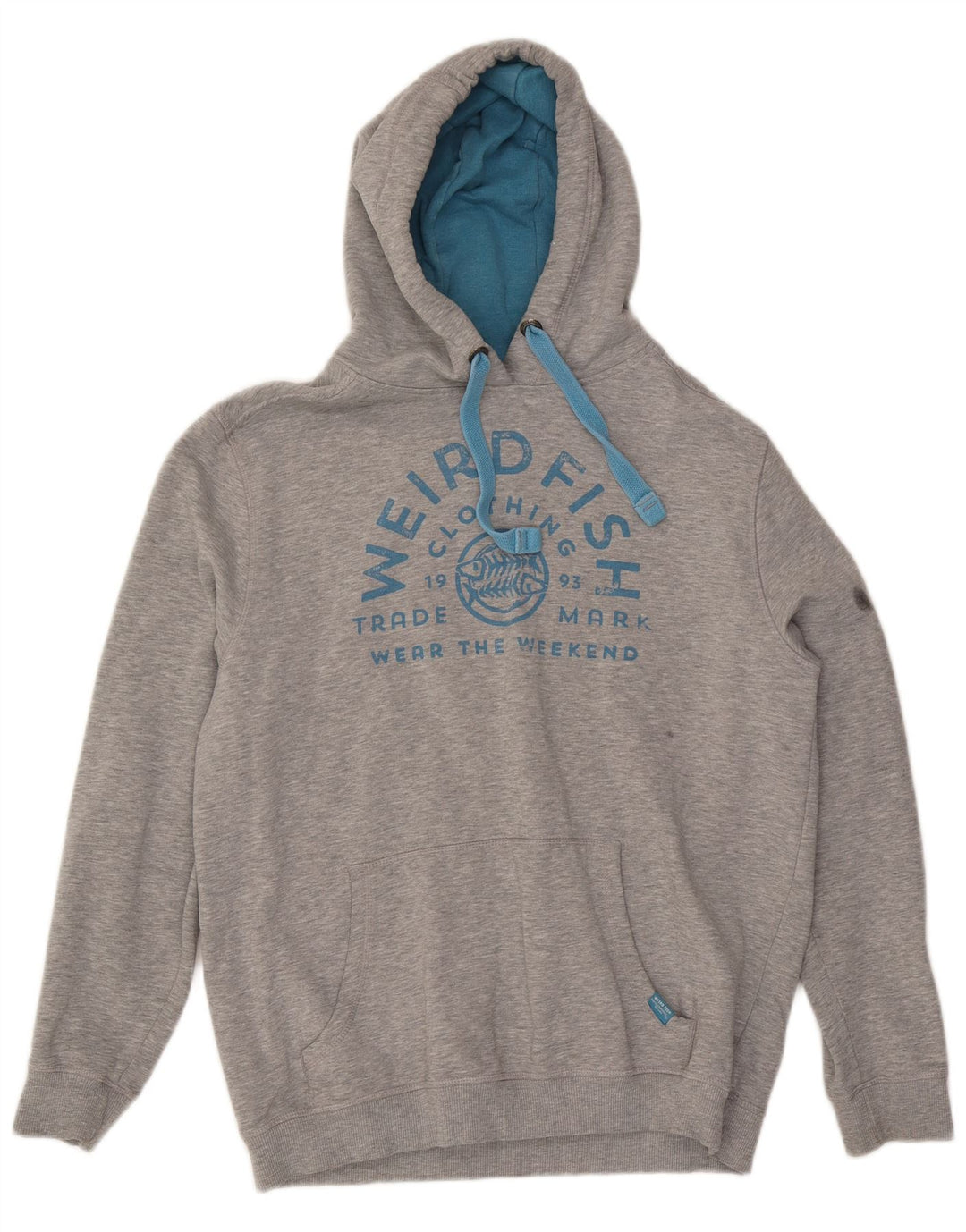 Pulover cu glugă cu grafică pentru bărbați Weird Fish, mare, gri, pătat