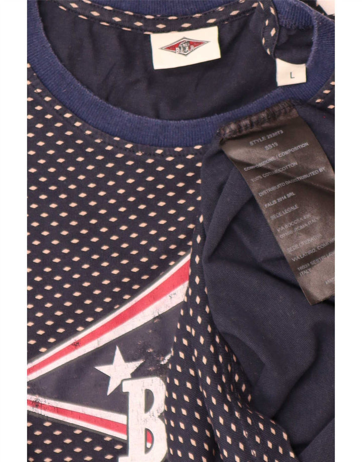 Tricou grafic pentru bărbați Bear Top mare, albastru bleumarin, bumbac cu pete