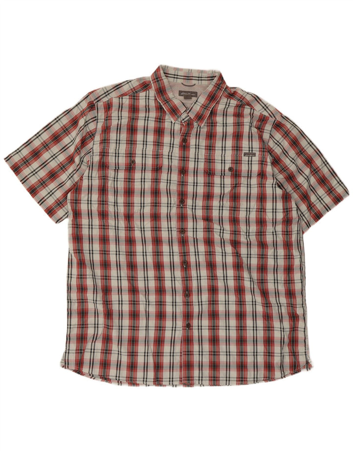 Cămașă cu mânecă scurtă pentru bărbați Eddie Bauer, poliester cu carouri XL