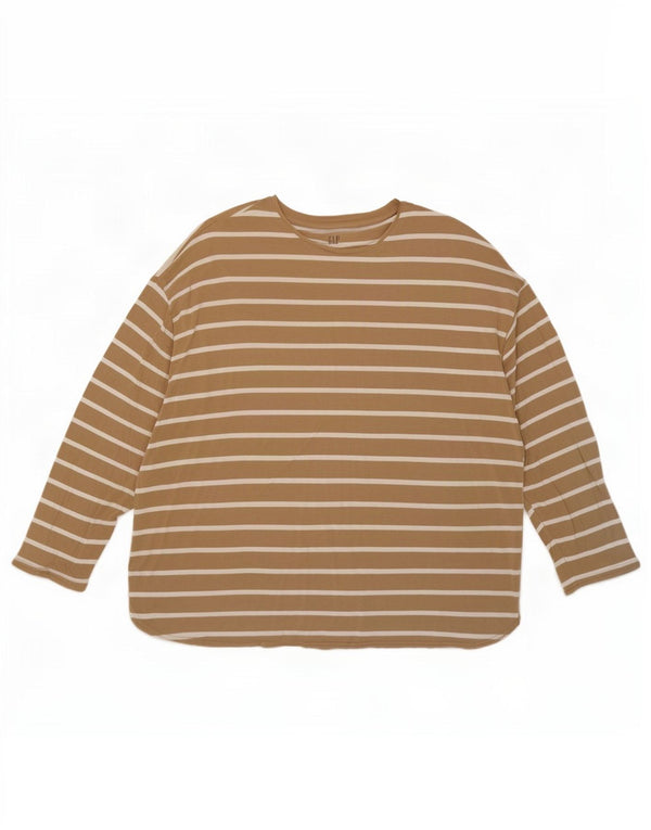 Top supradimensionat pentru femei Gap cu mânecă lungă Marea Britanie 20 2XL, bej, cu dungi