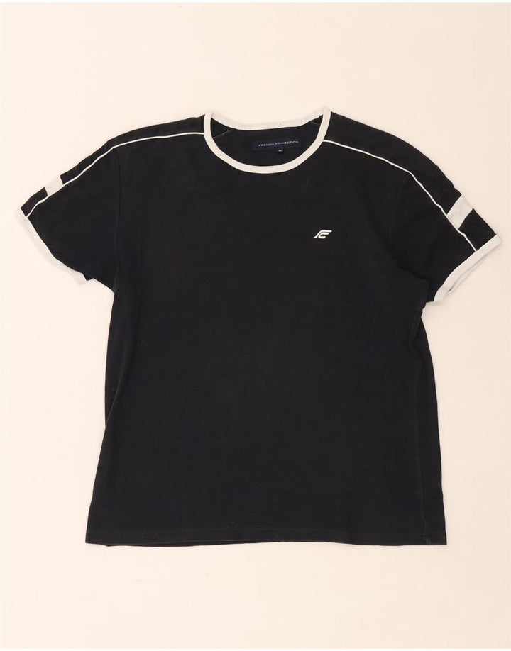 Tricou pentru bărbați French Connection Top mediu negru din bumbac color bloc