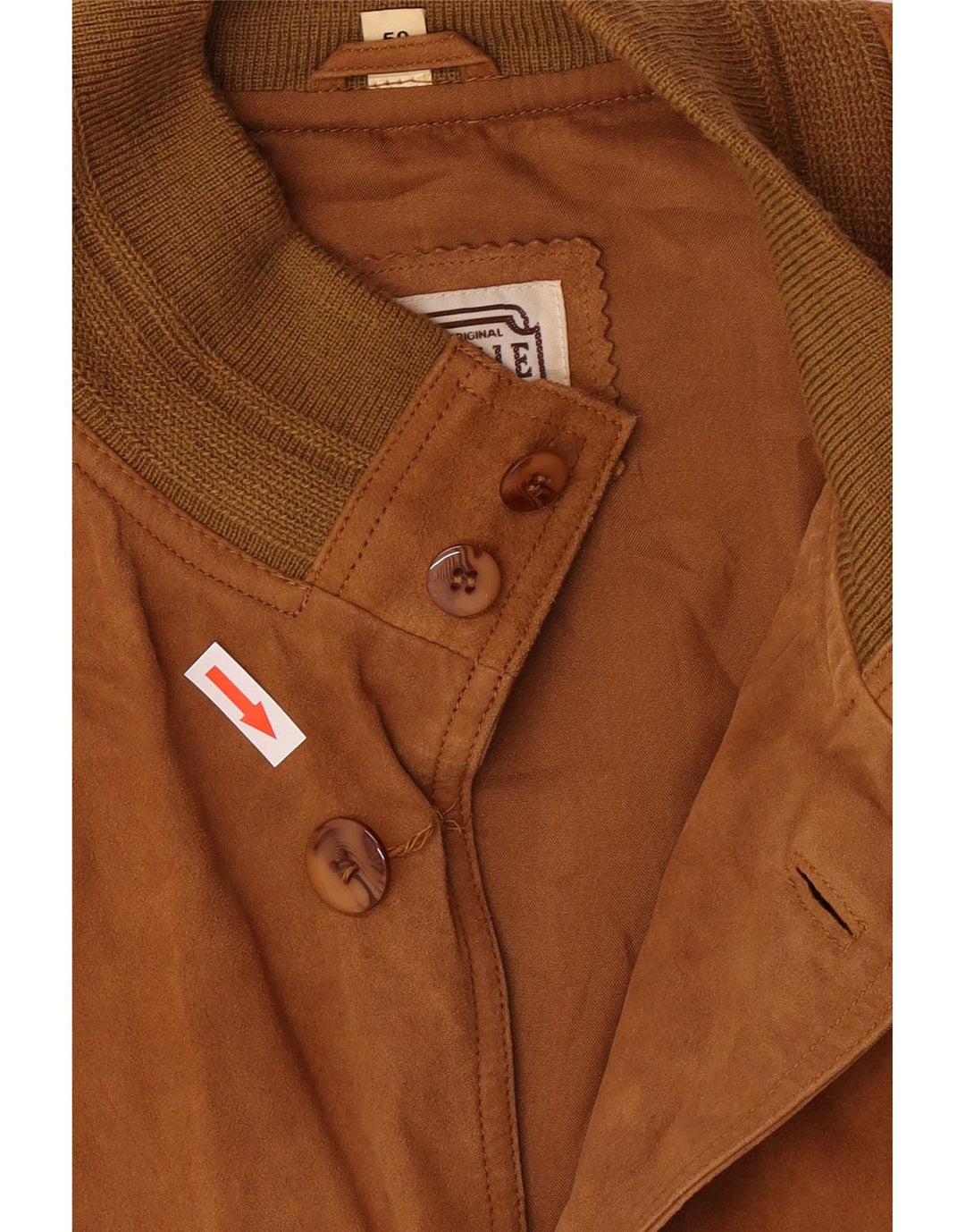 Geaca Bomber din piele intoarsa pentru barbati vintage IT 50 mare, maro, piele retro