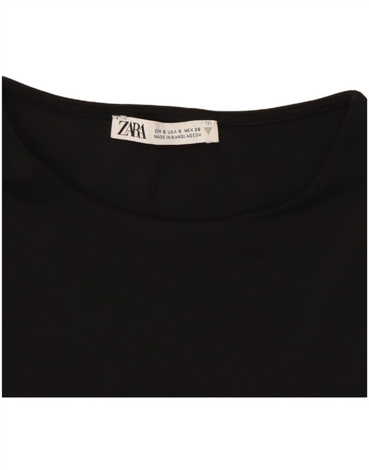 Crop Top fără mâneci pentru femei Zara UK 8 Poliamidă neagră mică