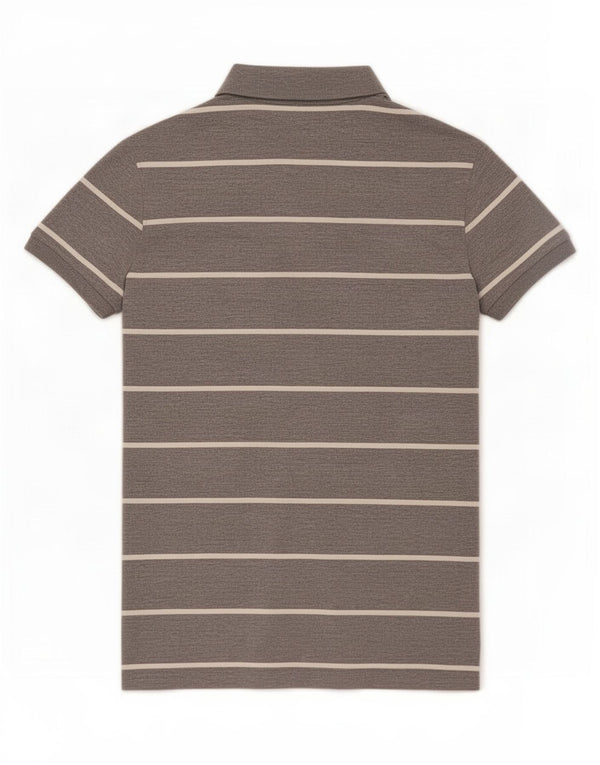 Tricou polo cu grafică Superdry pentru femei UK 14 mare, bumbac cu dungi gri