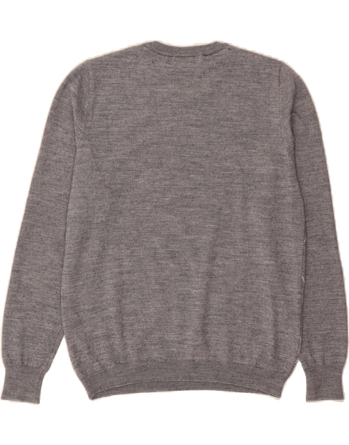 FILA Womens Crew Neck Jumper Sweater UK 14 Medium Grey Argyle/Diamond Wool Vintage Fila and Second-Hand Fila from Messina Hembry 