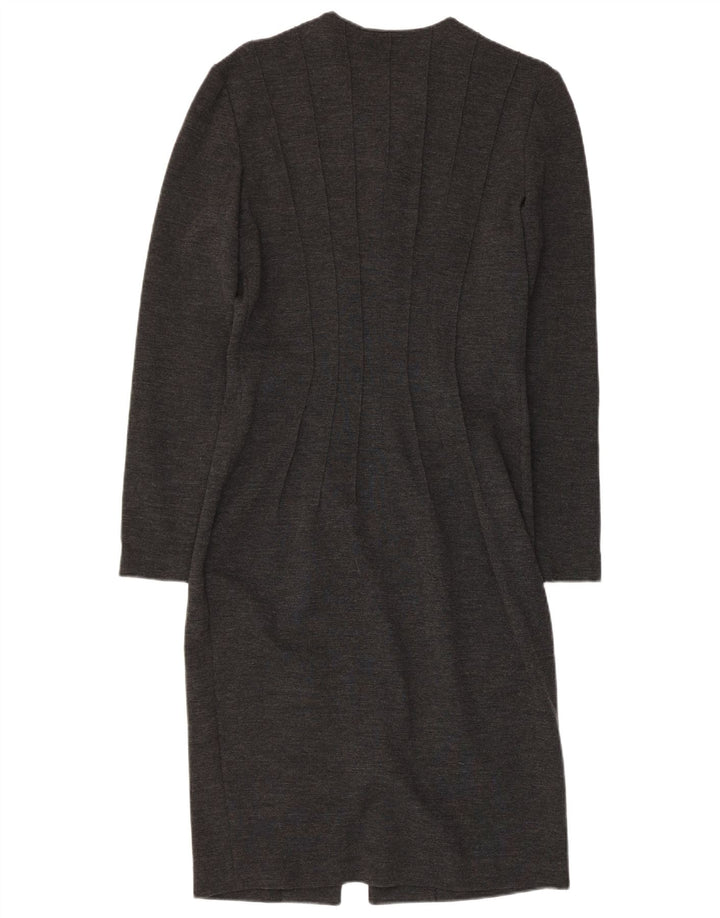 GAI MATTIOLO Rochie bodycon cu mâneci lungi pentru femei UK 16 Lână virgină mare gri