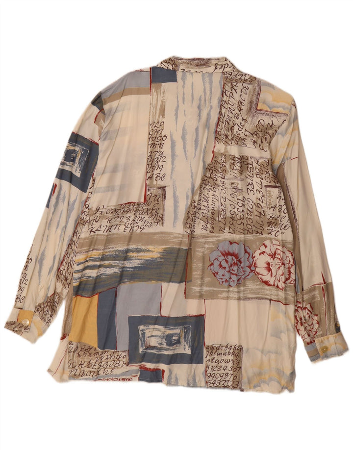 Rochie cămașă vintage pentru femei UK 16 mare, bej, mozaic