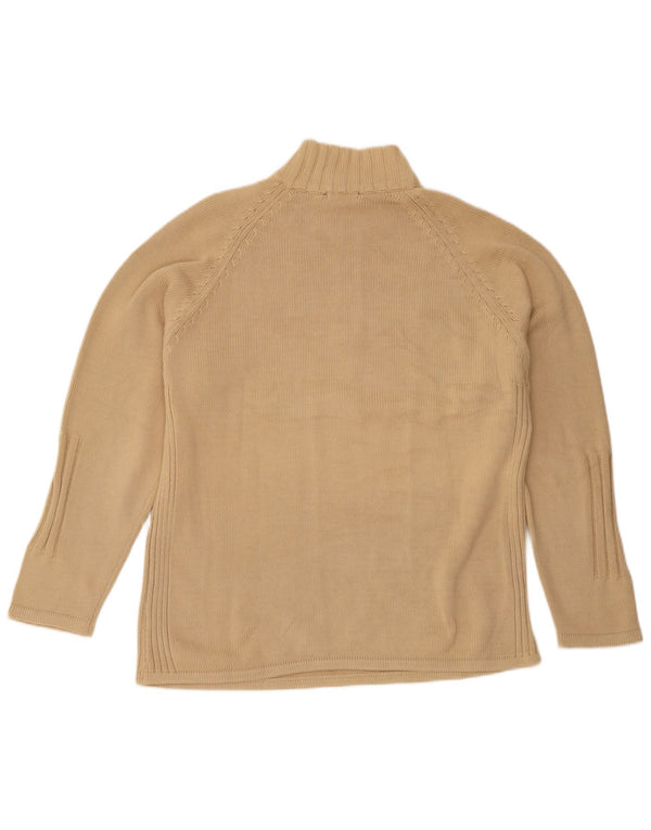 Osvaldo Bruni Mens Zip Neck Jumper Sweater Large Beige Cotton