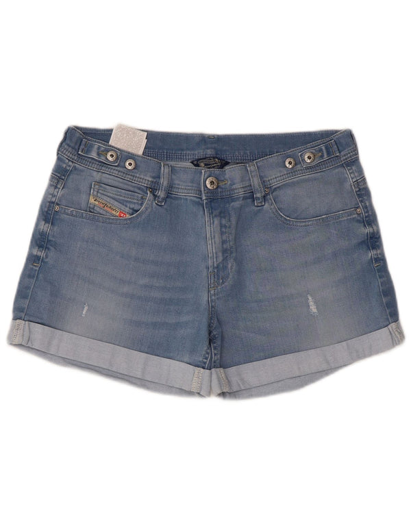 Pantaloni scurți din denim pentru femei Diesel W28, bumbac albastru mediu