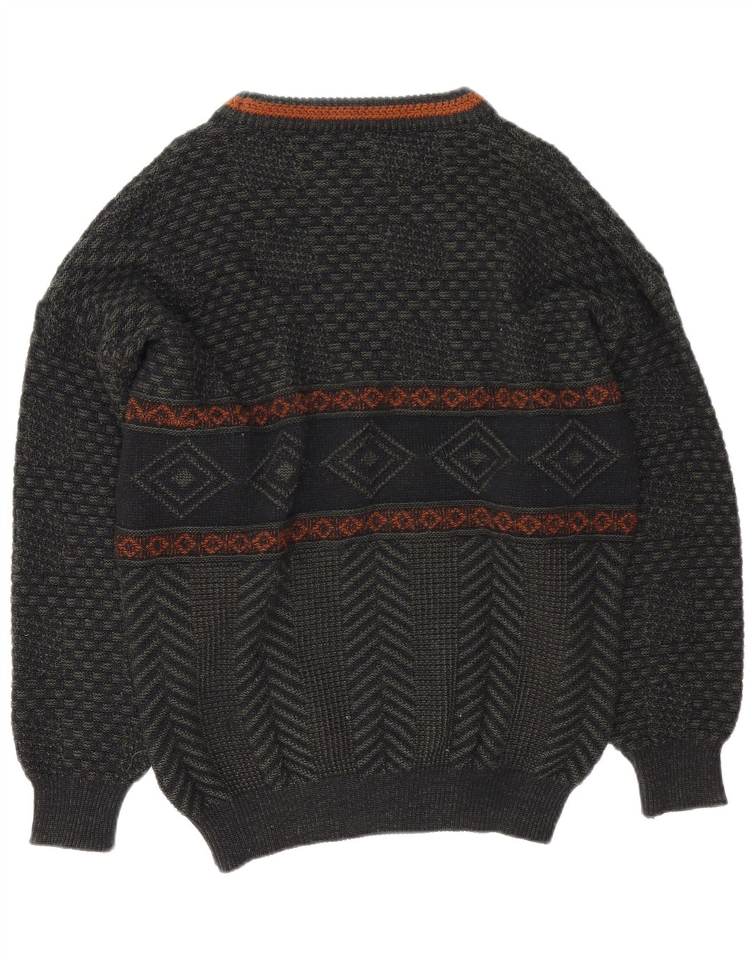 Carlo Comberti Mens Boat Neck Jumper Sweater Large Grey Geometric Acrylic