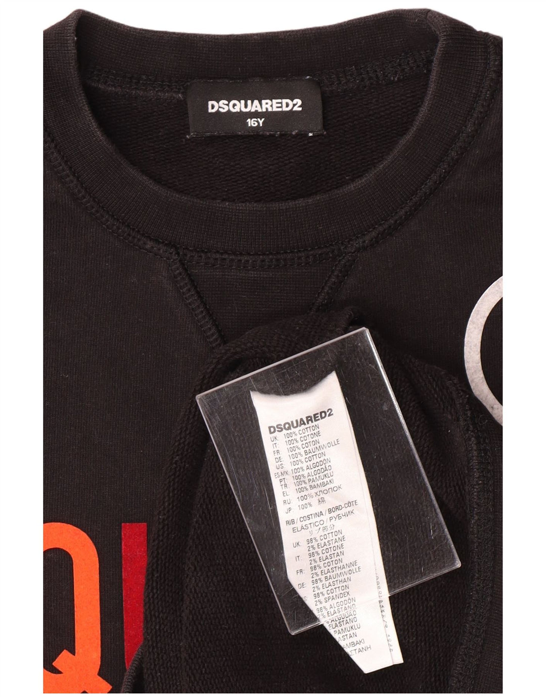 DSQUARED2 Pulover cu grafic pentru fete 15-16 ani bumbac negru