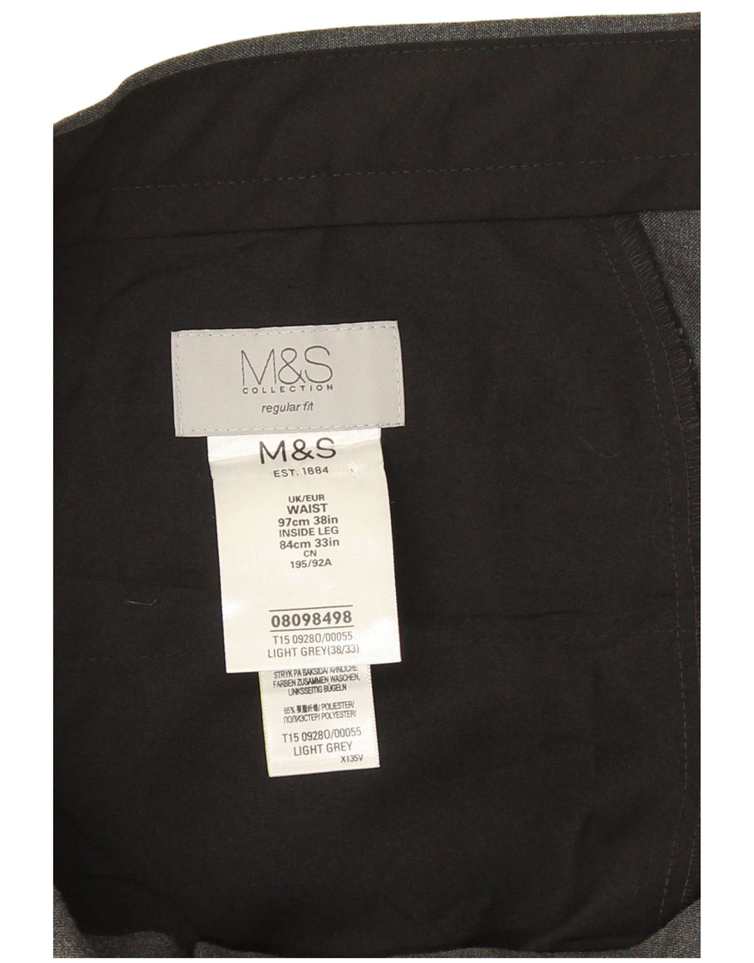 Pantaloni de costum pentru bărbați Marks & Spencer, cu ajustare normală, L38 L28, poliester gri