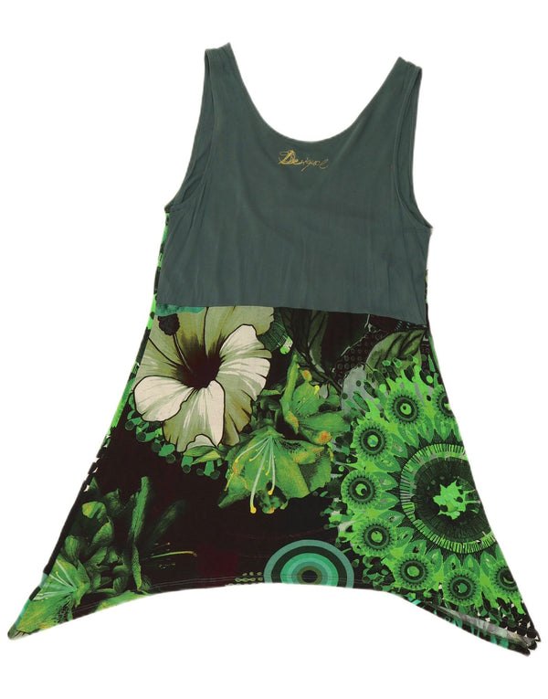 Top cu tunică asimetrică fără mâneci Desigual pentru femei UK 18 XL, verde, floral