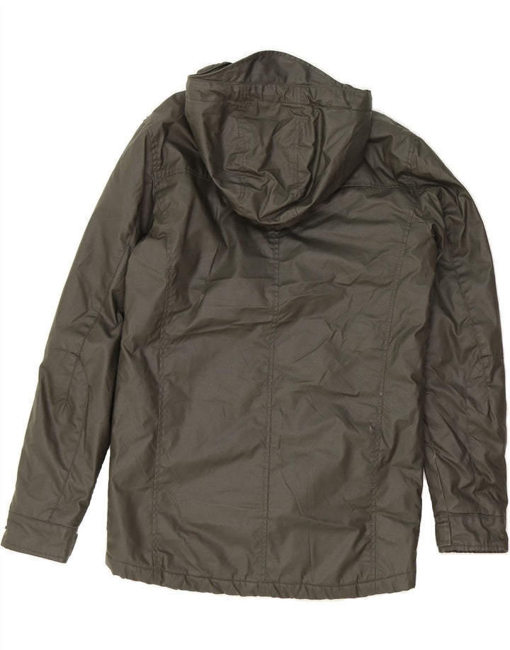 JACK & JONES Mens Hooded Windbreaker Jacket UK 38 Medium Khaki Polyester Vintage Jack & Jones and Second-Hand Jack & Jones from Messina Hembry 