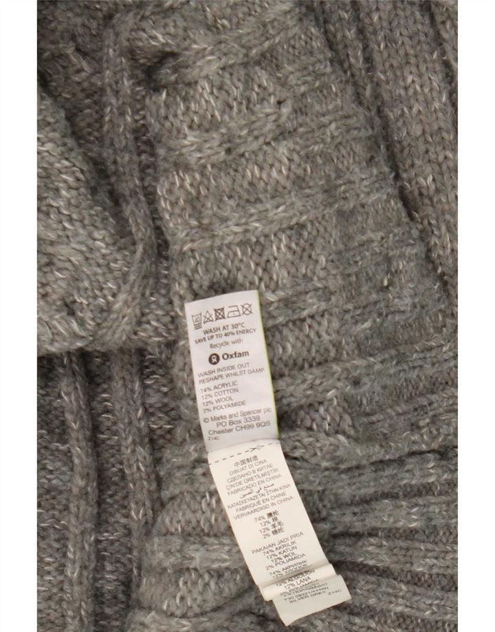 Pulover pentru bărbați Marks & Spencer, cu fermoar și gât, XL, gri acrilic