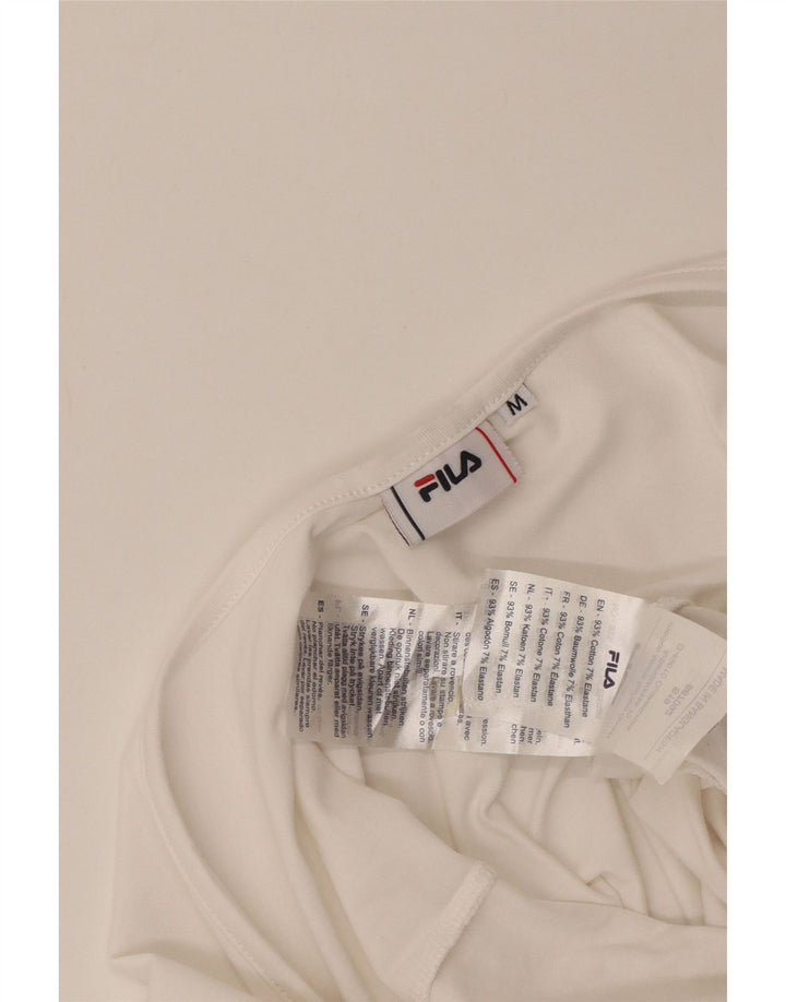 Body cu mânecă lungă cu grafic pentru femei Fila UK 12, bumbac alb mediu, alb