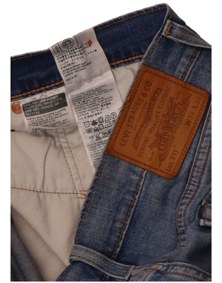 Blugi slim pentru bărbați Levi's Distressed W34 L32 Bumbac albastru