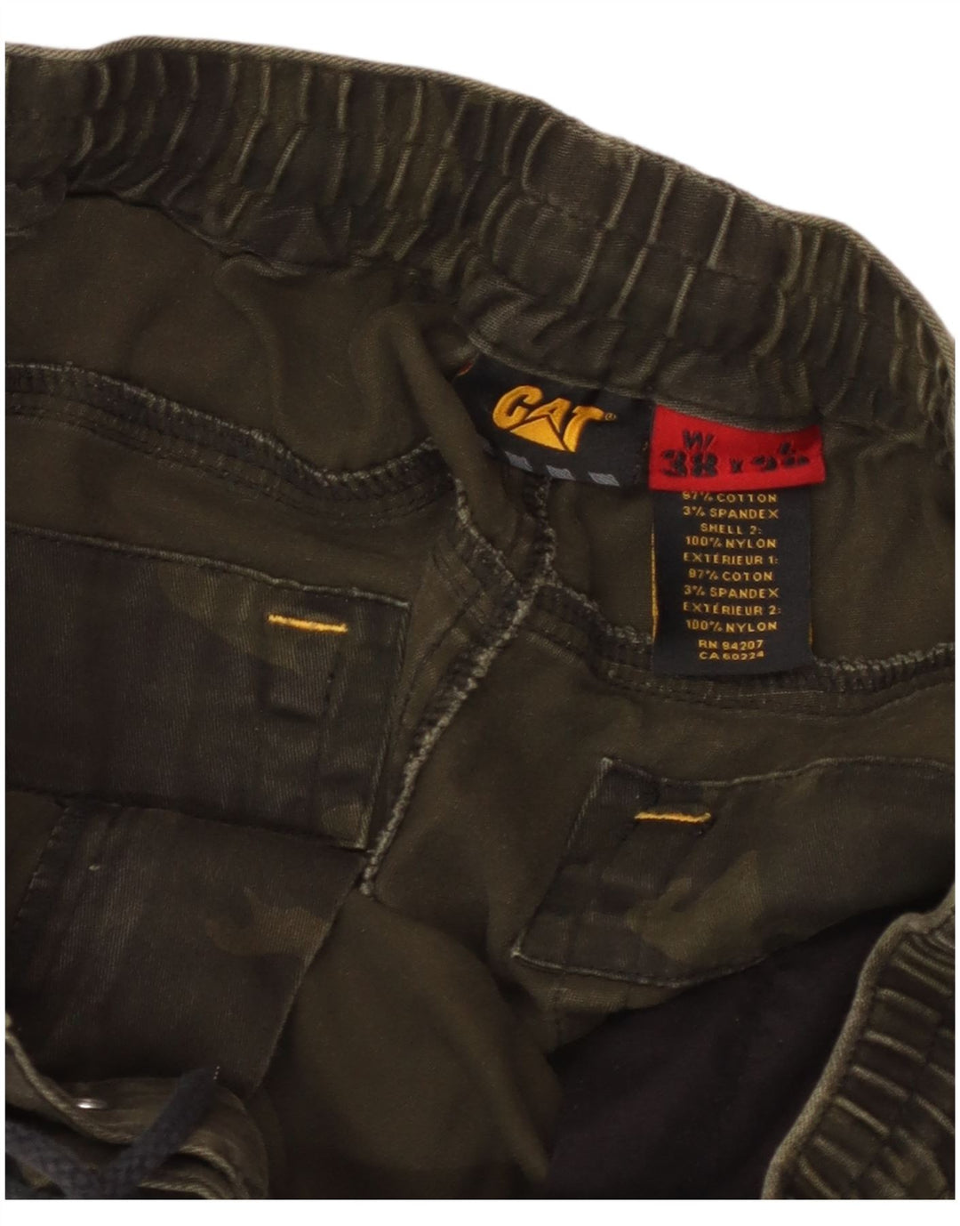 Pantaloni cargo conici pentru bărbați Caterpillar W38 L28 bumbac camuflaj kaki