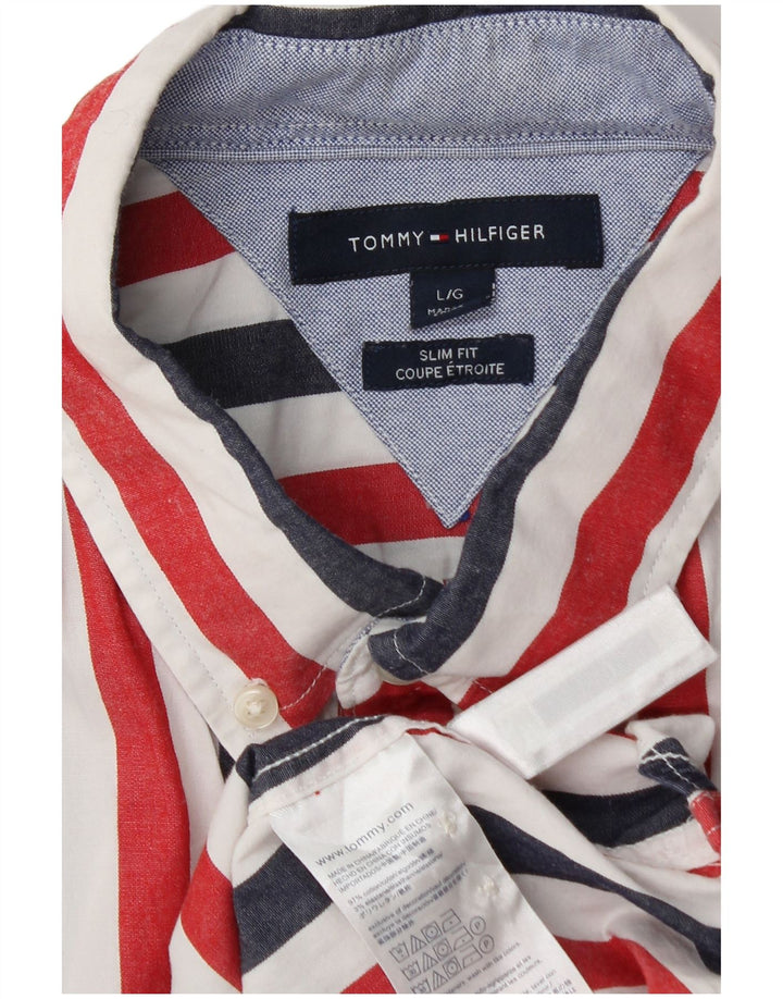 Cămașă Slim Fit Tommy Hilfiger pentru bărbați, bumbac cu dungi multicolore