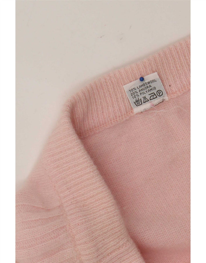 Fusta midi tricot vintage pentru femei EU 38 Medium W34 Roz Lambswool
