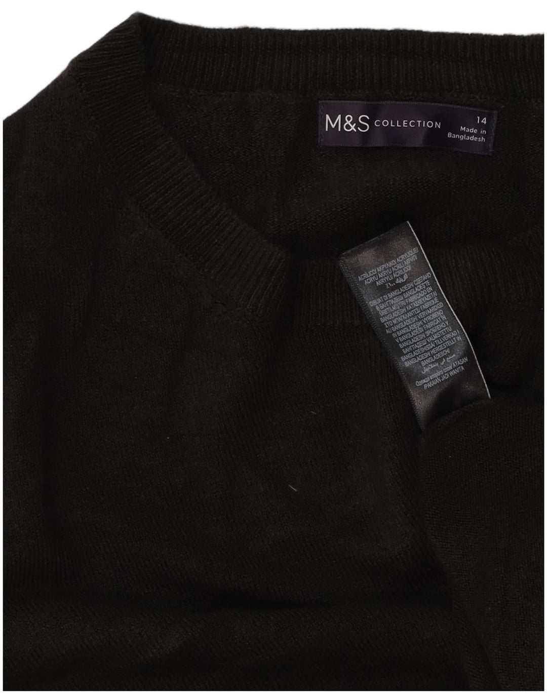 Pulover pentru femei Marks & Spencer cu decolteu triplu UK 14 Medium Negru Acrilic