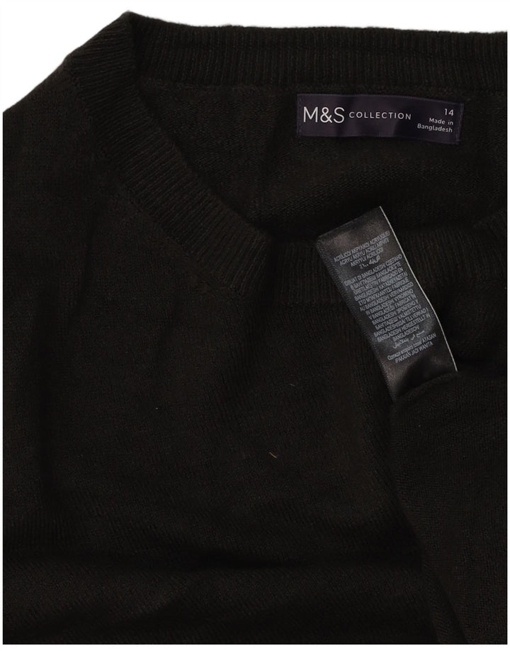 Pulover pentru femei Marks & Spencer cu decolteu triplu UK 14 Medium Negru Acrilic