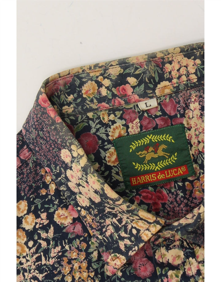 HARRIS DE LUCA Mens Short Sleeve Shirt Large Multicoloured Floral Vintage HARRIS de LUCA and Second-Hand HARRIS de LUCA from Messina Hembry 