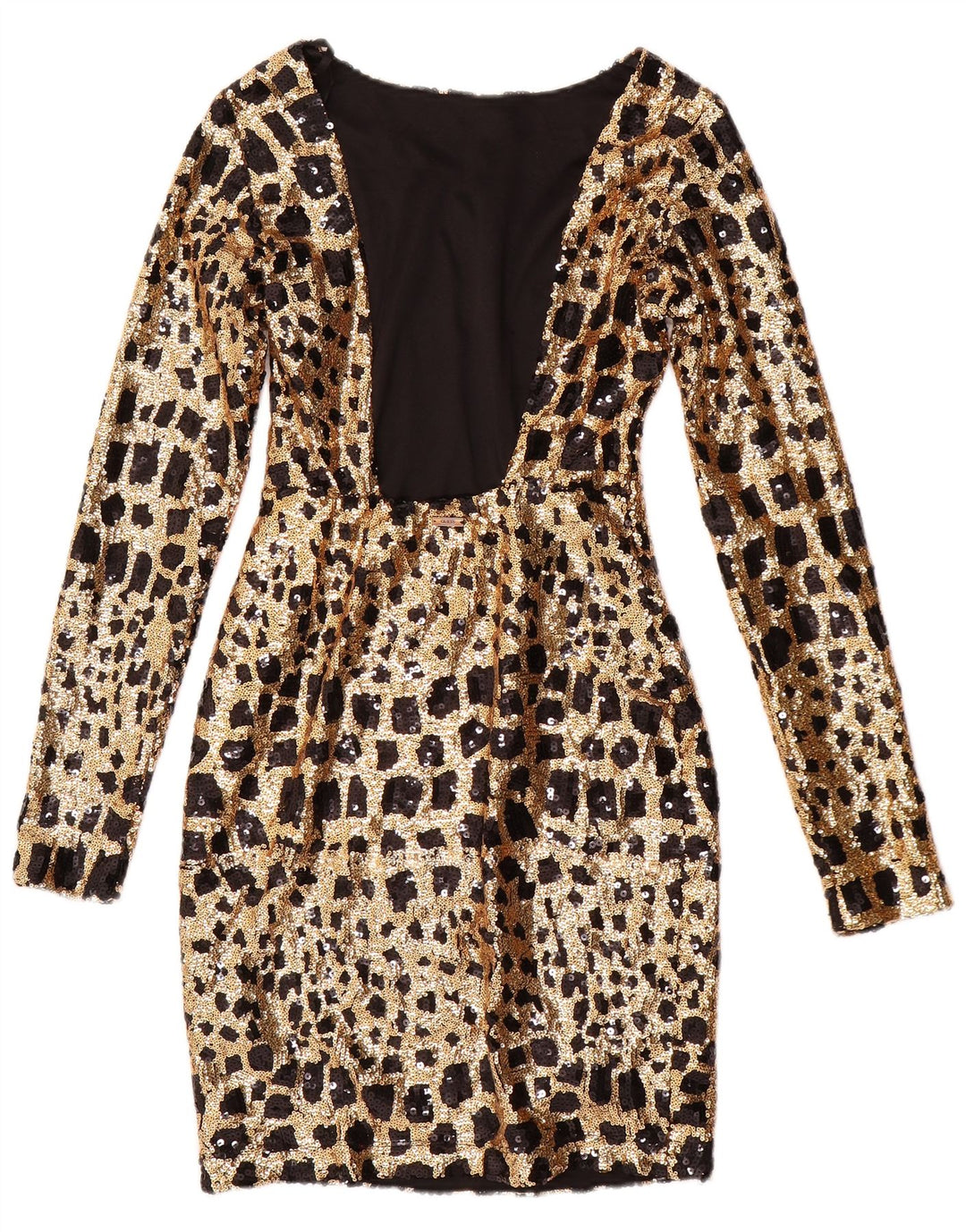 Rochie GUESS pentru femei cu mâneci lungi, cu paiete, bodycon, UK 6 XS, auriu, geometric