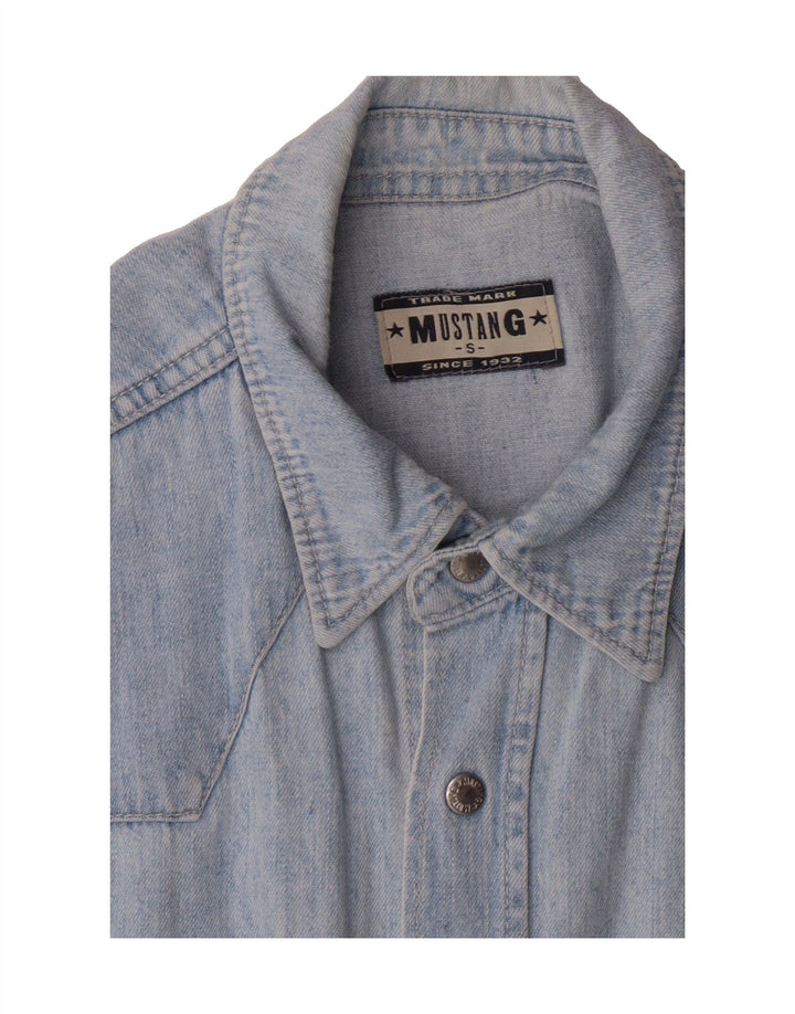 MUSTANG Mens Denim Shirt Small Blue Vintage Mustang and Second-Hand Mustang from Messina Hembry 