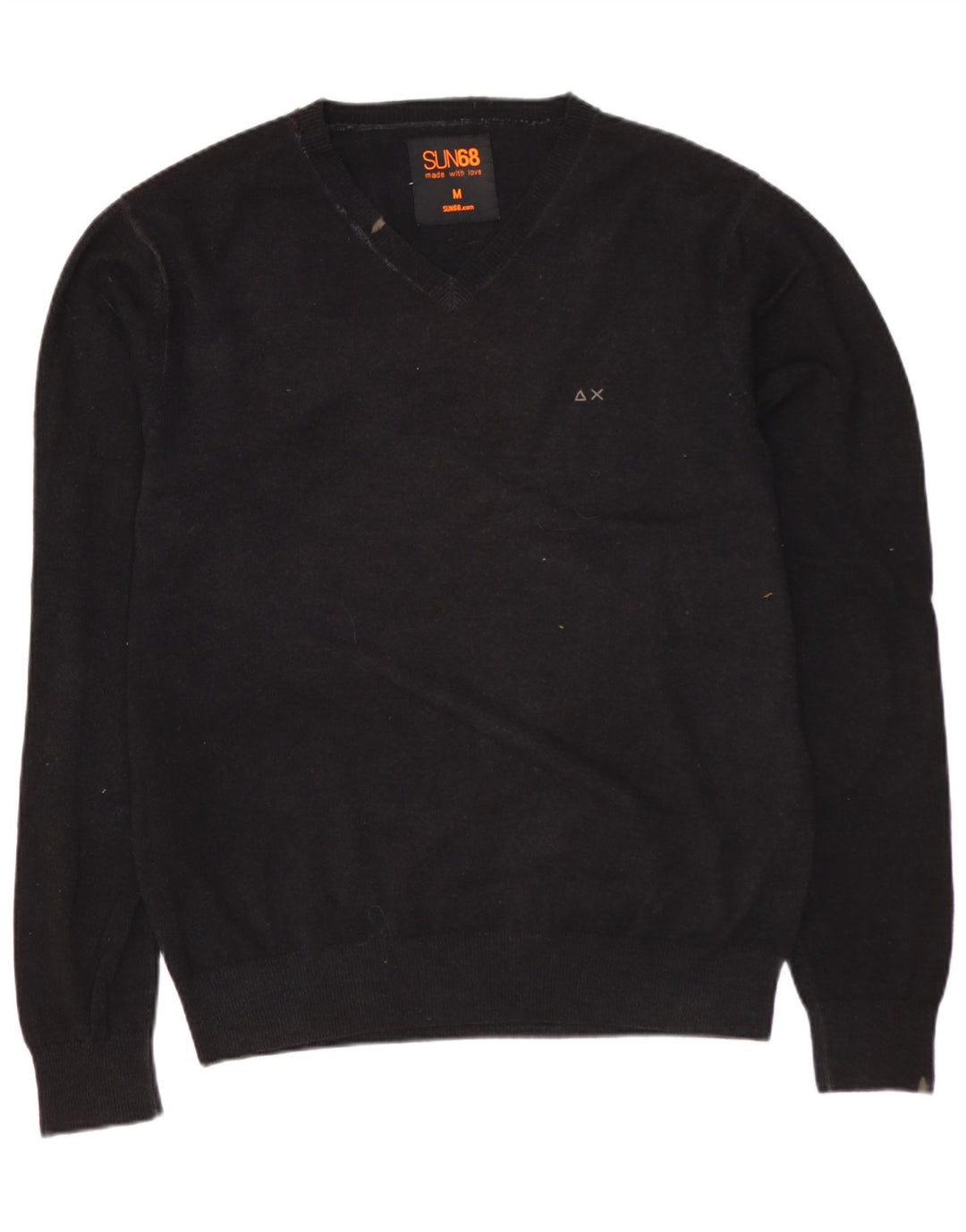 SUN68 Pulover cu decolteu în V pentru bărbați din lână gri mediu