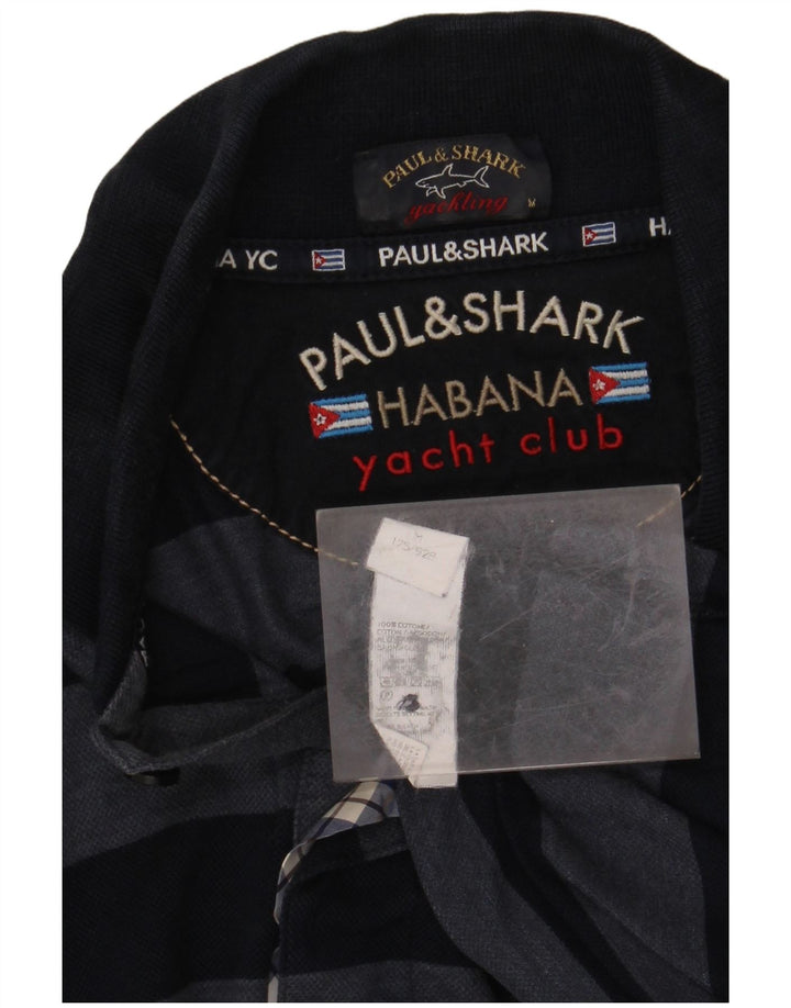 Cămașă polo pentru bărbați PAUL & SHARK, bumbac cu dungi albastru bleumarin mediu