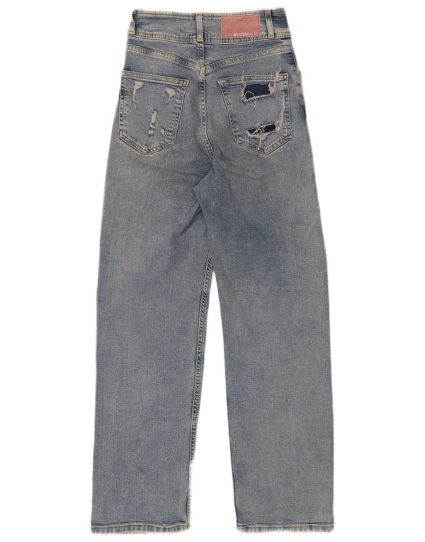 Blugi drepti pentru femei cu talie înaltă Zara EU 34 2XS L24 L27 Bumbac albastru